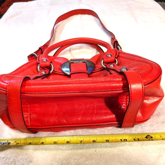 Francesco Biasia Handbag Purse Satchel - Calf Leather - Coral Color- Ex Cond - Picture 6 of 14